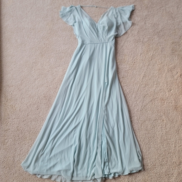 NWT Morilee Chiffon Bridesmaid Dress with Flutter Sleeve and Front Slit 8 - Picture 4 of 10